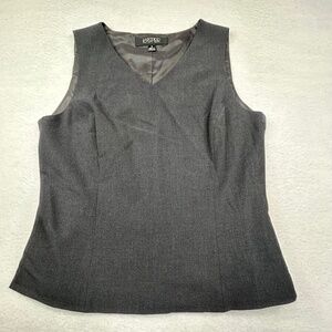 Kasper Women Sleeveless Pelpum V-Neck Shell Top in a Dark Gray or Charcoal color